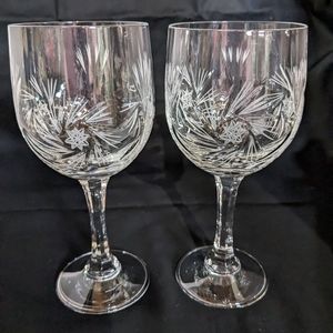 VTG set of crystal wine glasses pinwheel star hexagon stem goblet